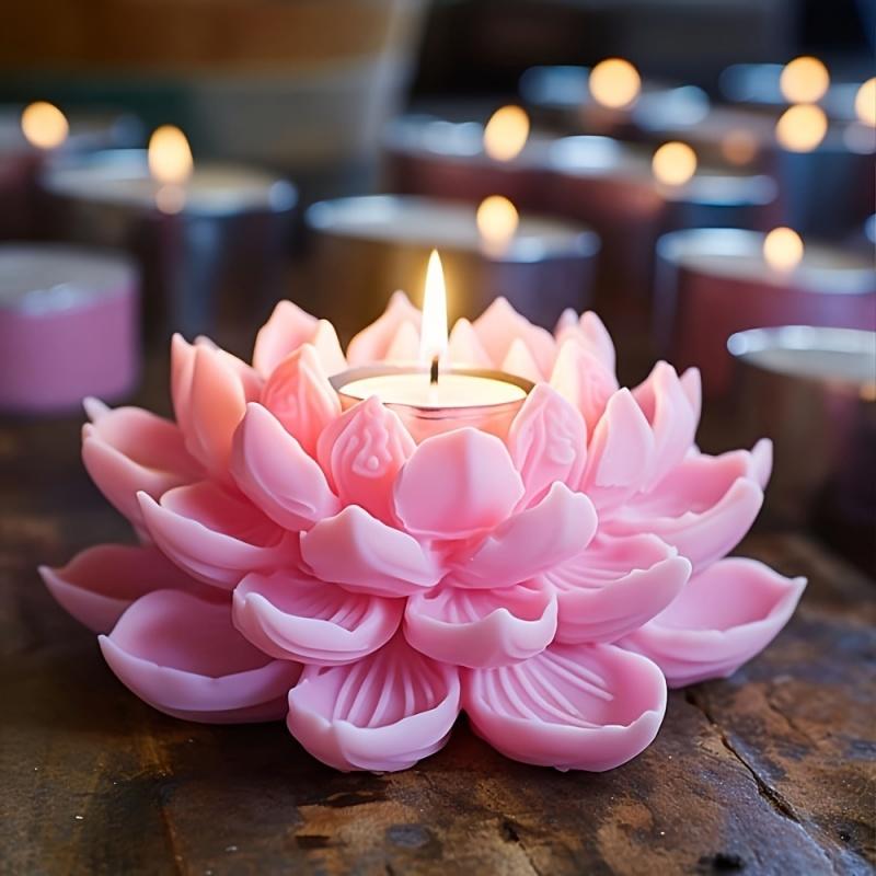 Resin Craft Ideas - 1PC Lotus Flower Candle Mold Silicone