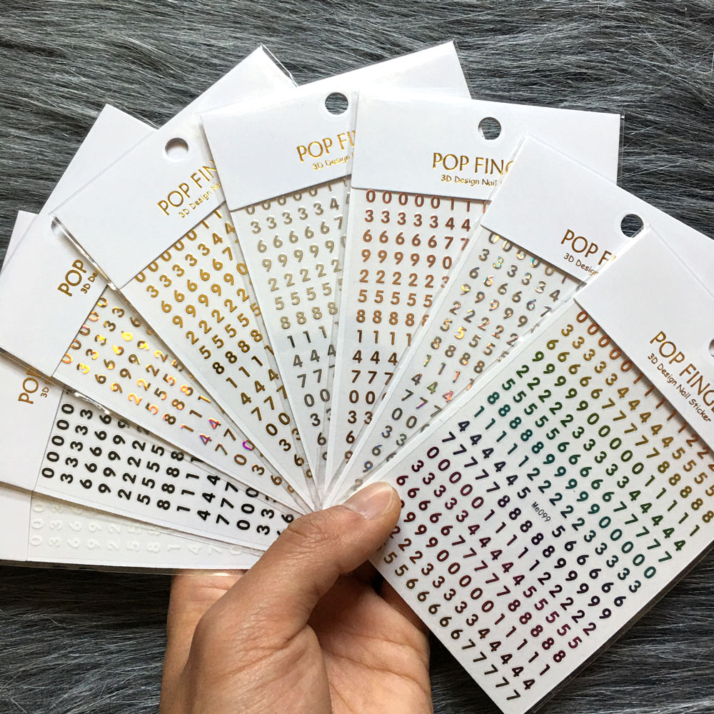 Gold Foil Flakes - 3D Numbers English Alphabet Nail Art