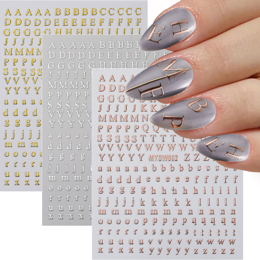 2Pcs Small 26 Alphabet Nail St - Gold Foil Flakes incelemesi ve fiyatı