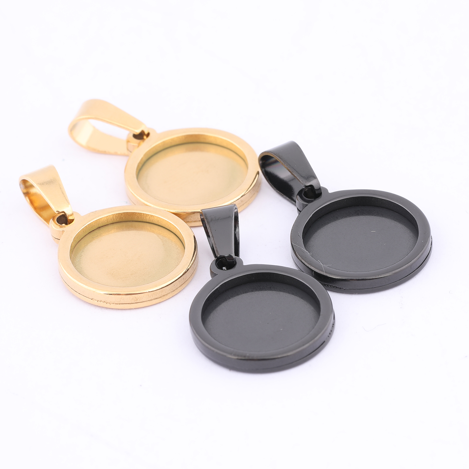 10pcs Gold Plated Black 12mm R - Bezels Set Pendant incelemesi ve fiyatı