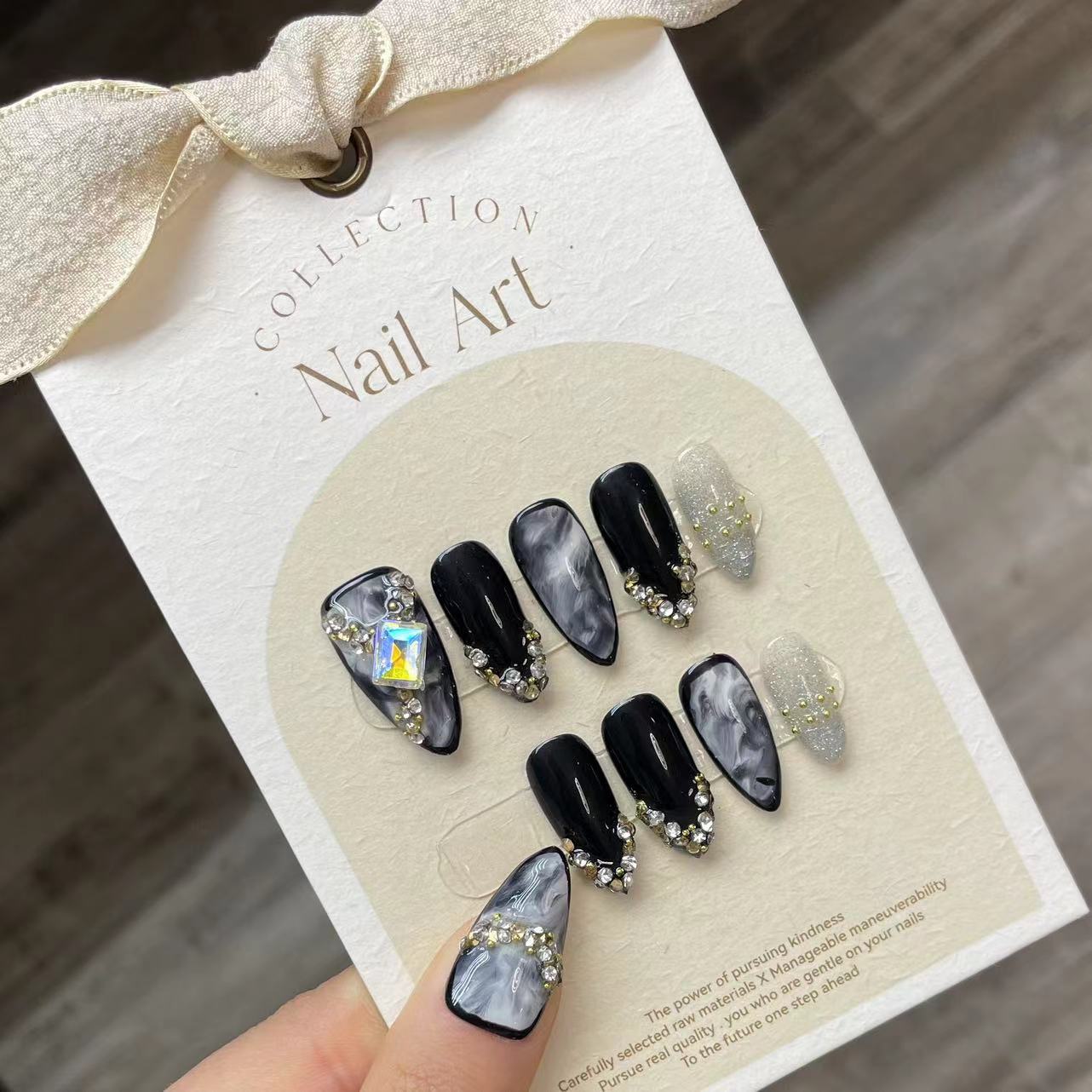 Handmade Press on Nails Black  - Resin Craft Material incelemesi ve fiyatı