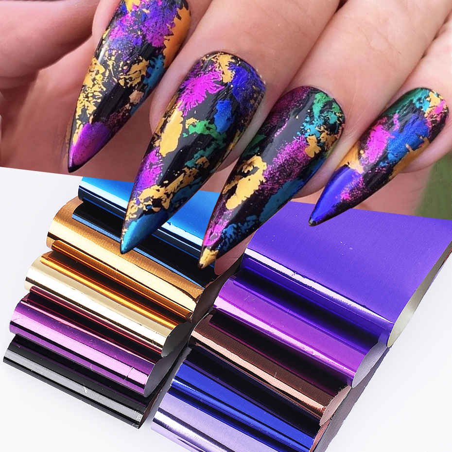 10pcs Metallic Nail Transfer F - Gold Foil Flakes incelemesi ve fiyatı