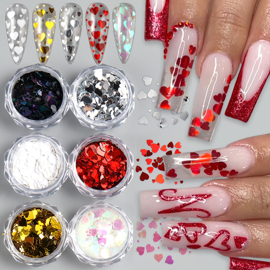 6pcs Love Heart Nail Sequins F - Gold Foil Flakes incelemesi ve fiyatı