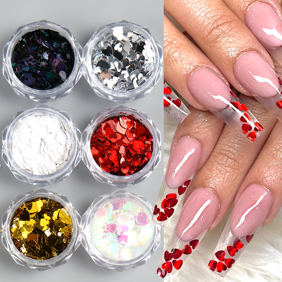 6pcs Love Heart Nail Sequins F - Gold Foil Flakes incelemesi ve fiyatı