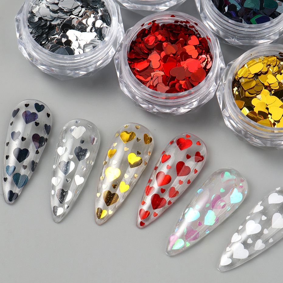 6pcs Love Heart Nail Sequins F - Gold Foil Flakes incelemesi ve fiyatı