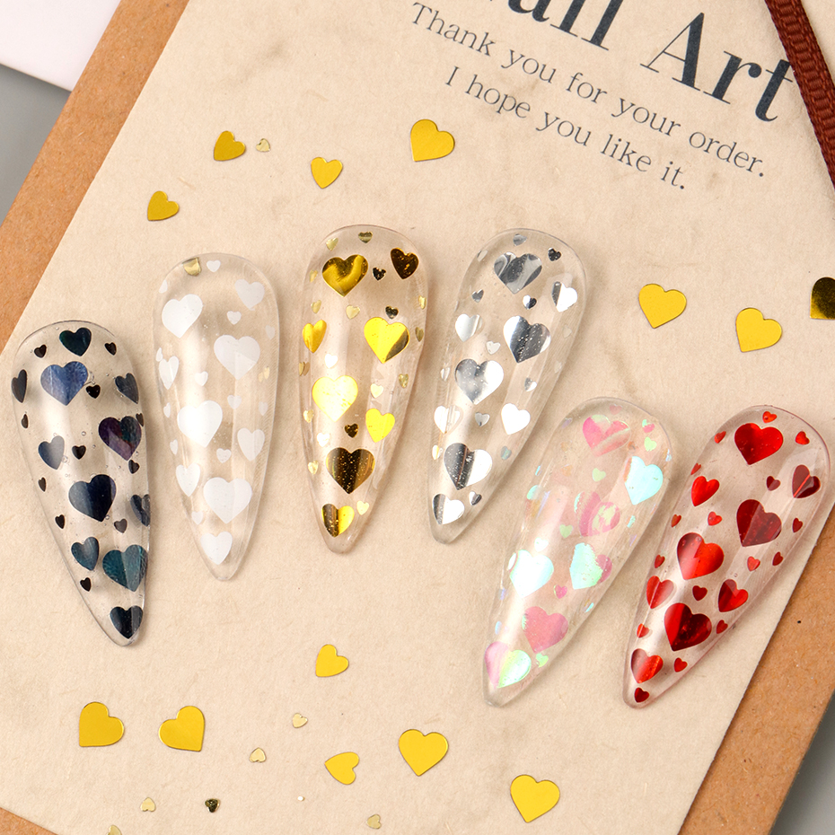 6pcs Love Heart Nail Sequins F - Gold Foil Flakes incelemesi ve fiyatı