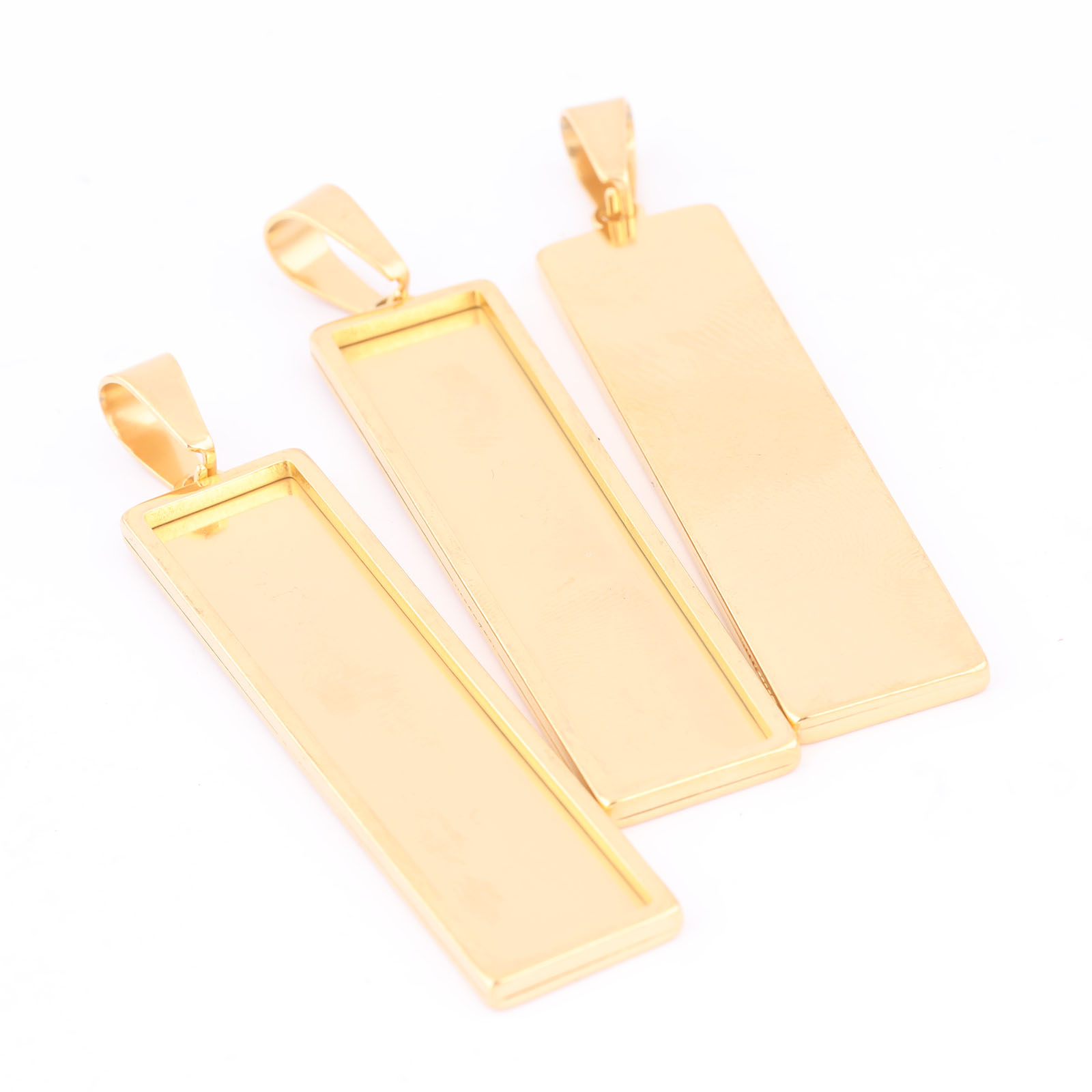 5pcs Stainless Steel Gold Plat - Bezels Set Pendant incelemesi ve fiyatı