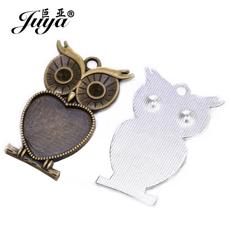 5pcs/lot 25mm Heart Shape Owl  - Bezels Set Pendant incelemesi ve fiyatı