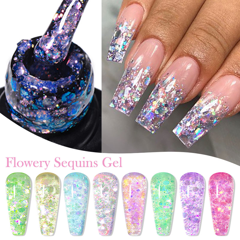 4/8pcs Flowery Sequins Gel Nai - Resin Glitter Pack incelemesi ve fiyatı