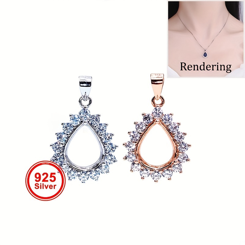 1pc Rose Golden Silvery Tear D - Bezels Set Pendant incelemesi ve fiyatı