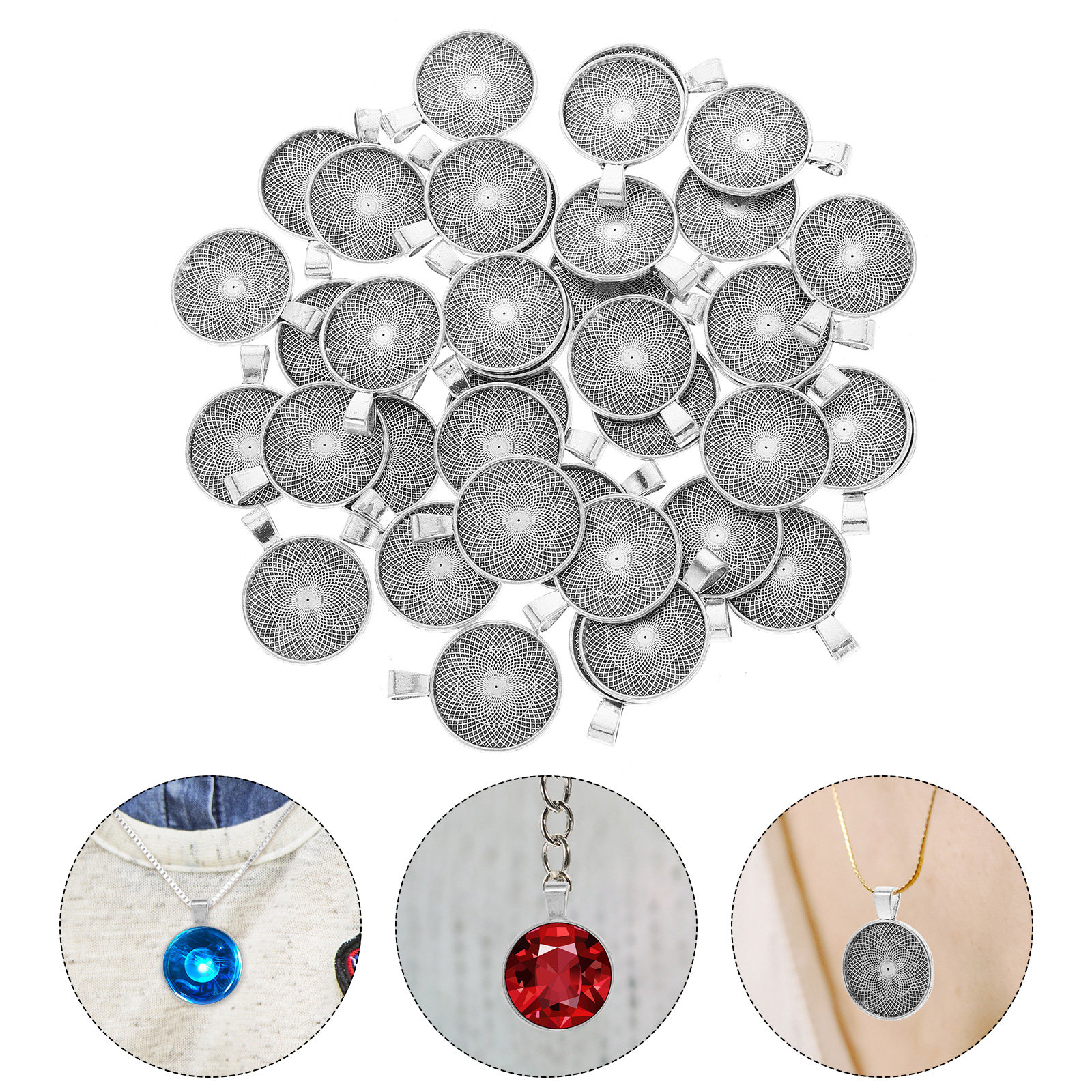 40Pcs Round Pendant Trays Flat - Resin Craft Supplies incelemesi ve fiyatı