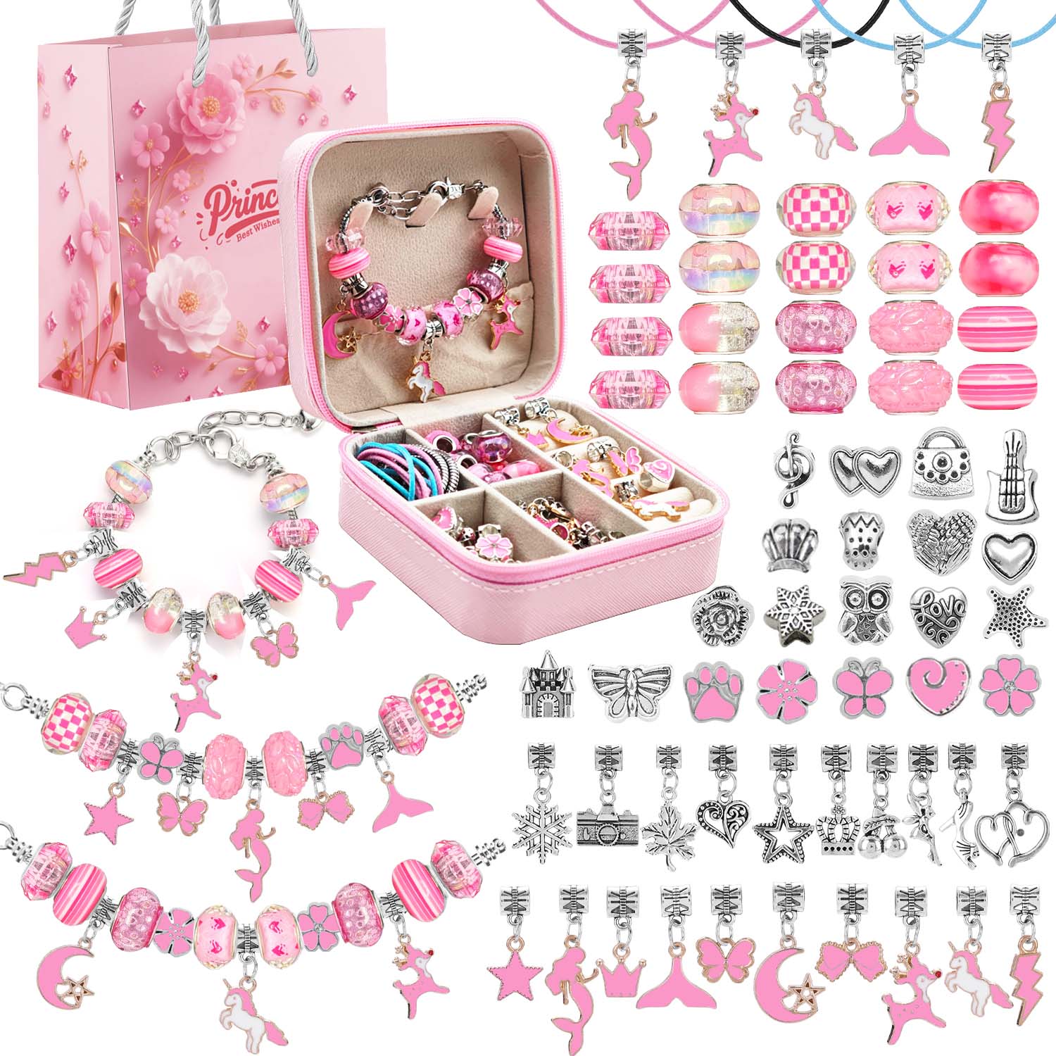 68pcs pink beaded jewelry set, - Resin Craft Kit incelemesi ve fiyatı