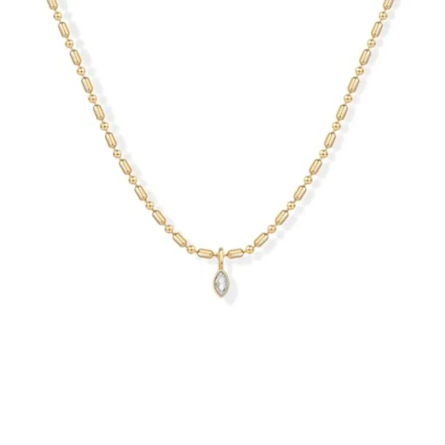 14K Gold Plated Dainty Tube Ba - Bezels Set Pendant incelemesi ve fiyatı