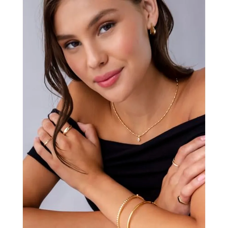 14K Gold Plated Dainty Tube Ba - Bezels Set Pendant incelemesi ve fiyatı