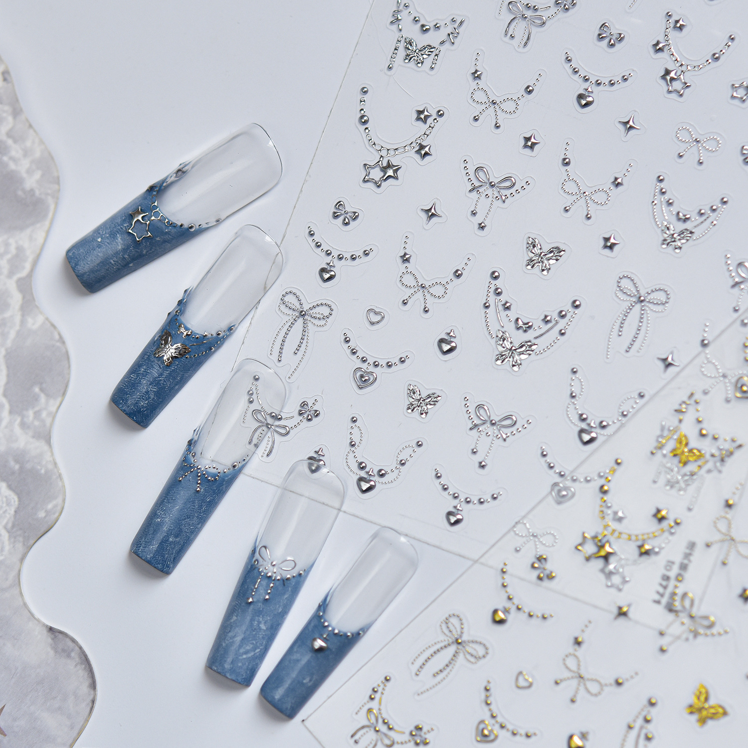Exquisite Bow Metal Nail Stick - Gold Foil Flakes incelemesi ve fiyatı